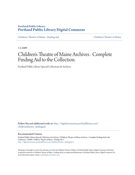 Children's Theatre of Maine Archives : Complete Finding Aid to the Collection