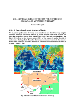 General Report for Monitoring Geodynamic Activities in Turkey