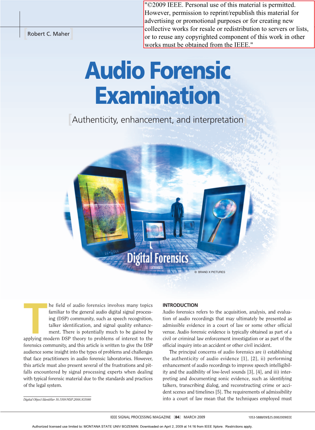 Audio Forensic Examination [Authenticity, Enhancement, and Interpretation]