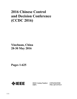 2016 Chinese Control and Decision Conference (CCDC 2016)