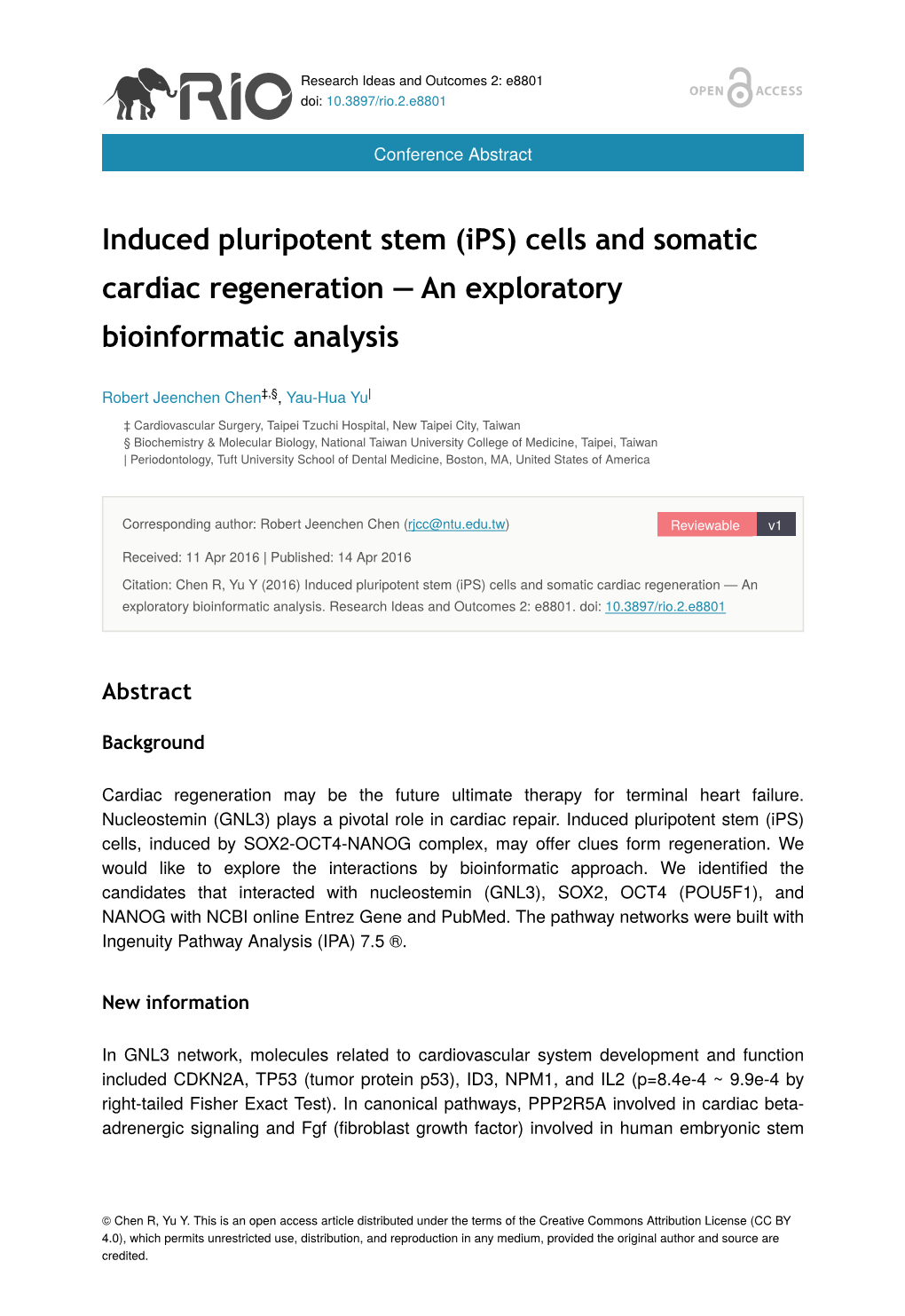 Induced Pluripotent Stem (Ips) Cells and Somatic Cardiac Regeneration — an Exploratory Bioinformatic Analysis
