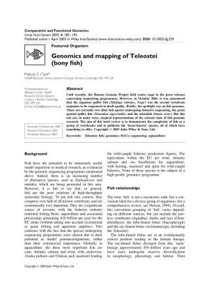 Genomics and Mapping of Teleostei (Bony ﬁsh)