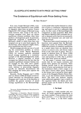 The Existence of Equilibrium with Price-Setting Firms
