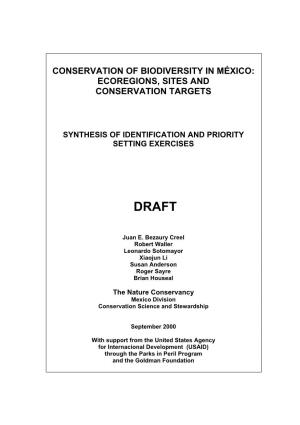 Conservation of Biodiversity in México: Ecoregions, Sites And