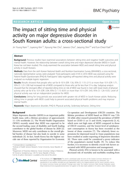 The Impact of Sitting Time and Physical Activity on Major Depressive