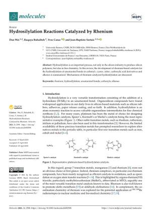 Hydrosilylation Reactions Catalyzed by Rhenium
