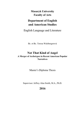Department of English and American Studies Not That Kind of Angel 2016