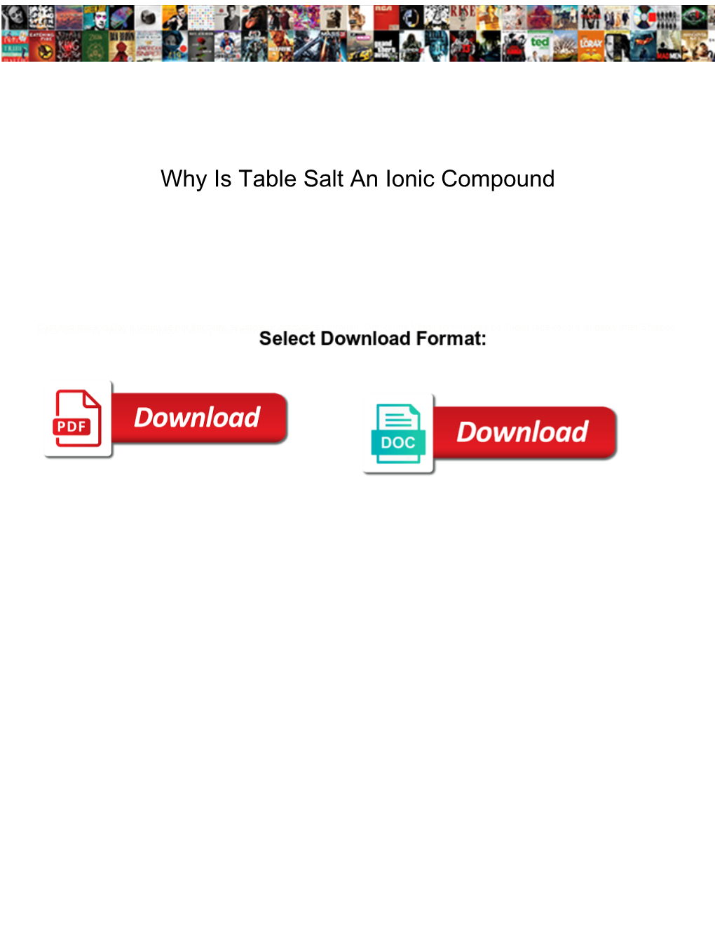 Why Is Table Salt an Ionic Compound