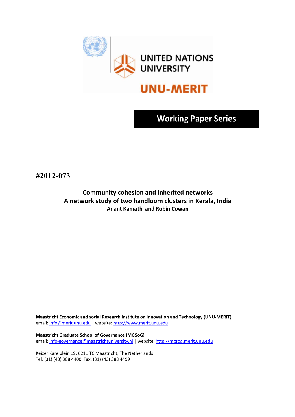 Working Paper Series