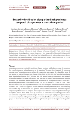 Butterfly Distribution Along Altitudinal Gradients: Temporal Changes Over a Short Time Period