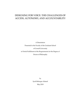 Designing for Voice: the Challenges of Access, Autonomy, and Accountability