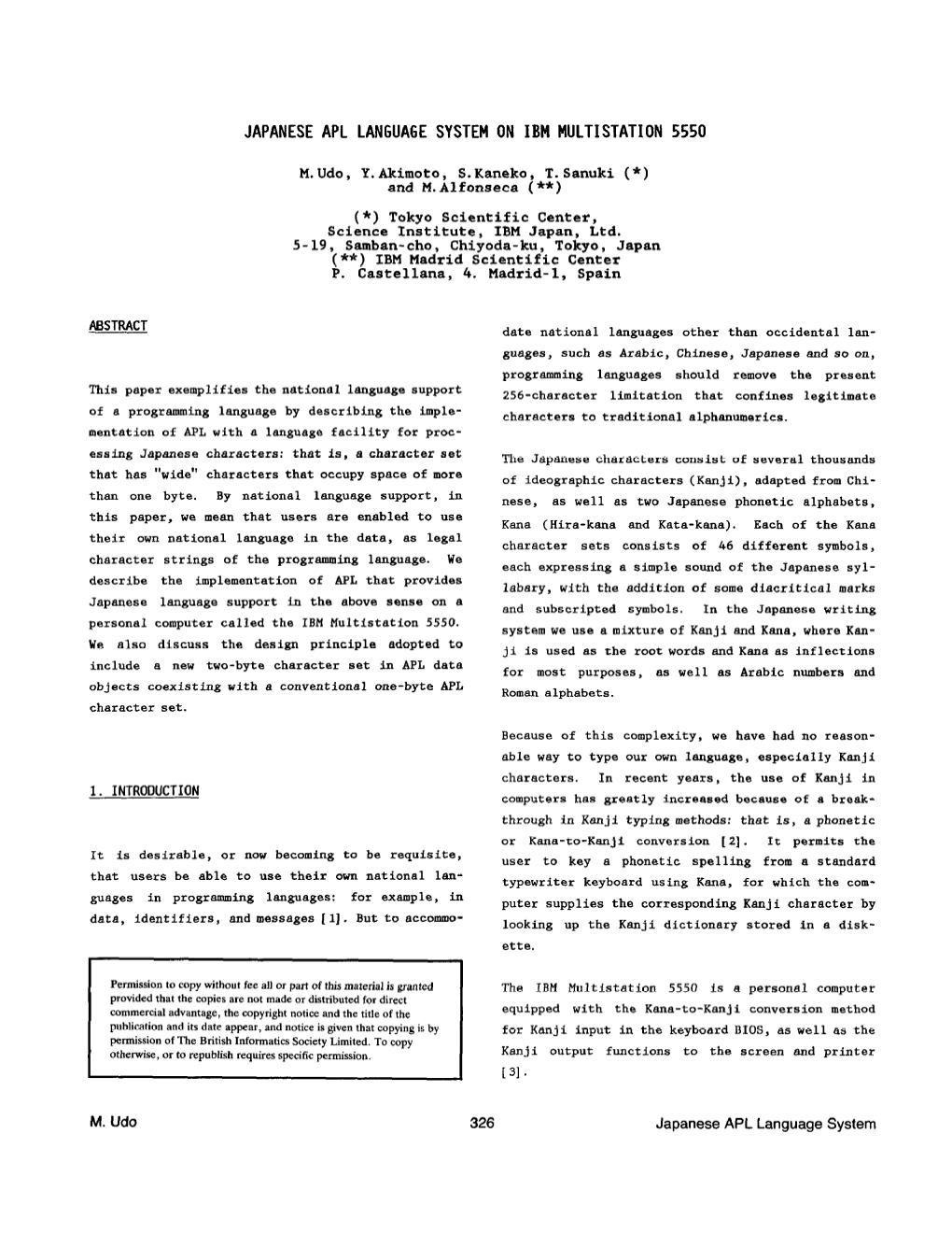 Japanese Apl Language System on Ibm Multistation