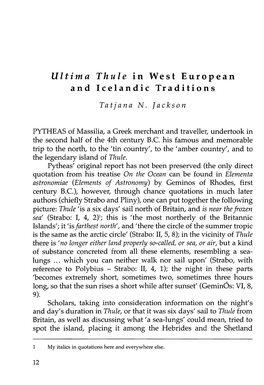 Ultima Thule in West European and Icelandic Traditions