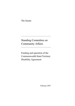 Funding and Operation of the Commonwealth State/Territory Disability Agreement