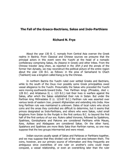 The Fall of the Graeco-Bactrians, Sakas and Indo-Parthians Richard