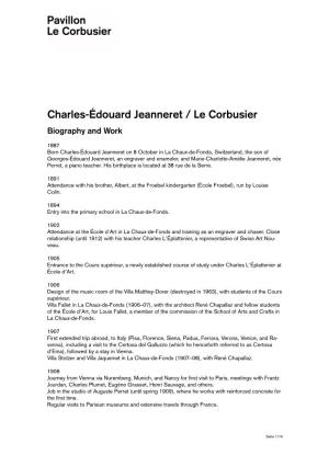 Charles-Édouard Jeanneret / Le Corbusier Biography and Work
