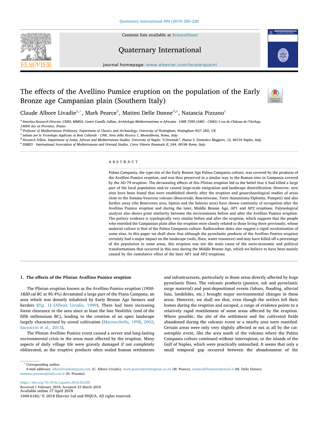 The Effects of the Avellino Pumice Eruption on the Population