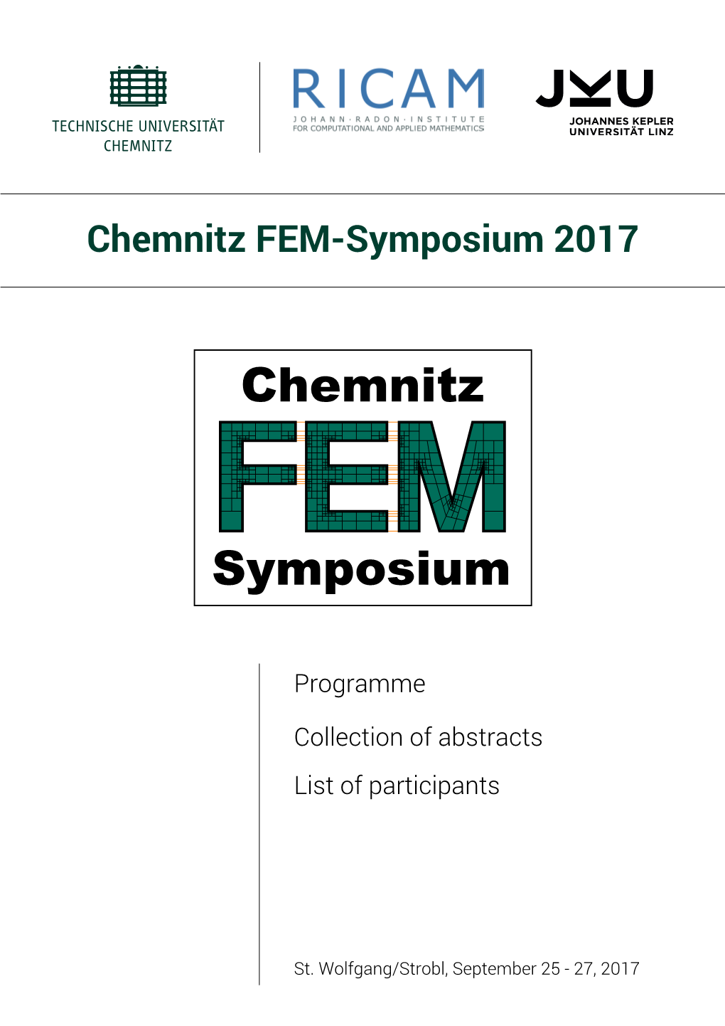 Booklet for the 30Th Chemnitz FEM Symposium