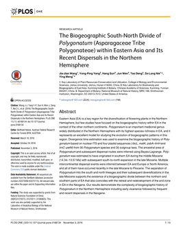 The Biogeographic South-North Divide of Polygonatum (Asparagaceae Tribe Polygonateae) Within Eastern Asia and Its Recent Dispersals in the Northern Hemisphere
