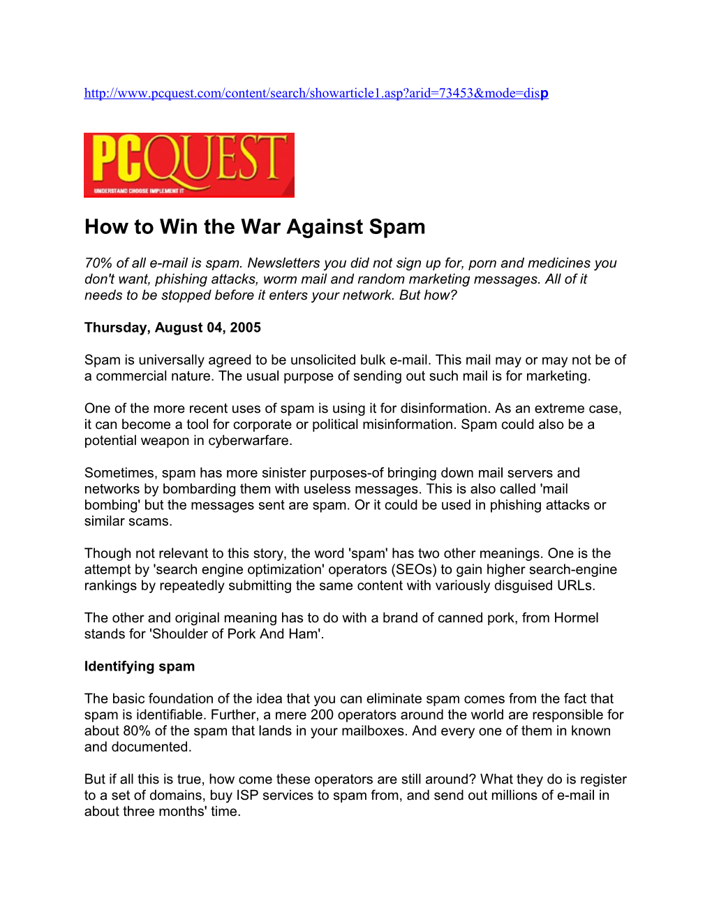 How to Win the War Against Spam - Pcquest