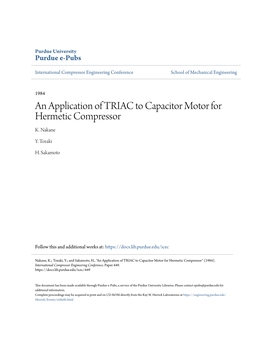 An Application of TRIAC to Capacitor Motor for Hermetic Compressor K