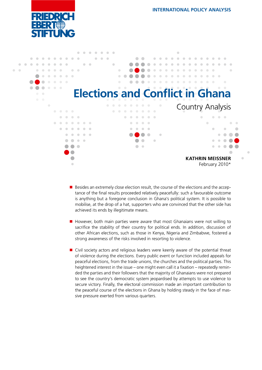 Elections and Conflict in Ghana Country Analysis