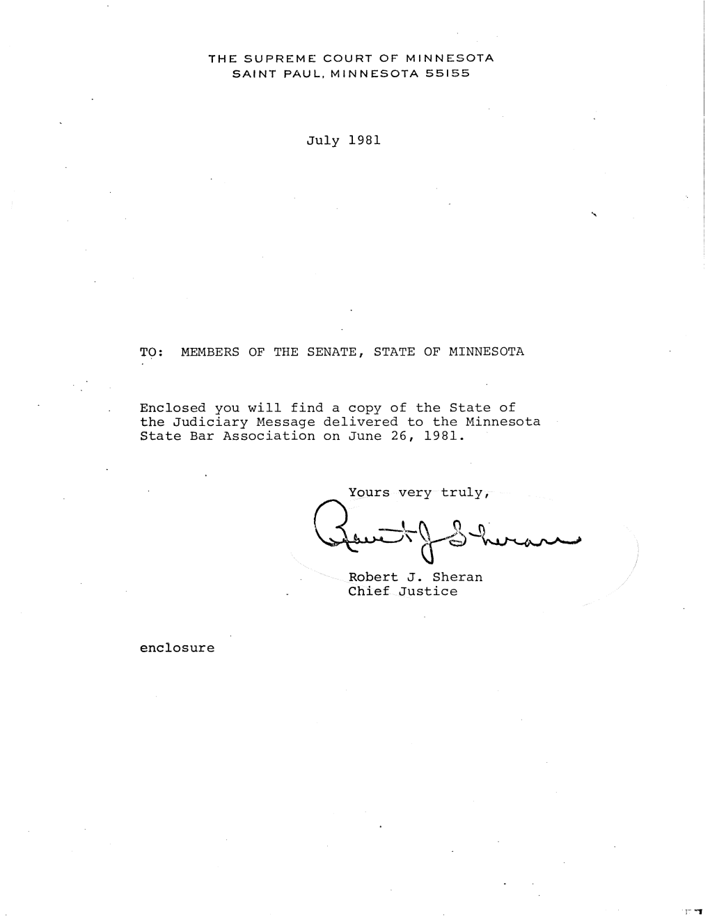 July 1981 TO: MEMBERS of the SENATE, STATE of MINNESOTA