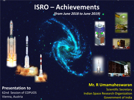 ISRO – Achievements (From June 2018 to June 2019)