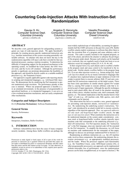 Countering Code-Injection Attacks with Instruction-Set Randomization