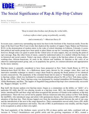 The Social Significance of Rap & Hip-Hop Culture