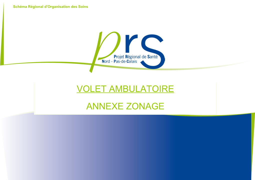 VOLET AMBULATOIRE ANNEXE ZONAGE Schéma Régional D’Organisation Des Soins