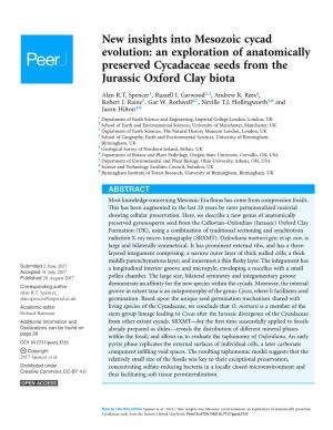 New Insights Into Mesozoic Cycad Evolution: an Exploration of Anatomically Preserved Cycadaceae Seeds from the Jurassic Oxford Clay Biota