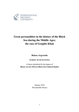 Great Personalities in the History of the Black Sea During the Middle Ages: the Case of Genghis Khan