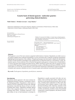 Genetic Basis of Dental Agenesis: a Systematic Review