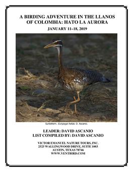 A Birding Adventure in the Llanos of Colombia: Hato La Aurora