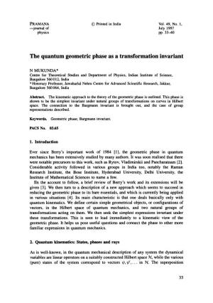 The Quantum Geometric Phase As a Transformation Invariant