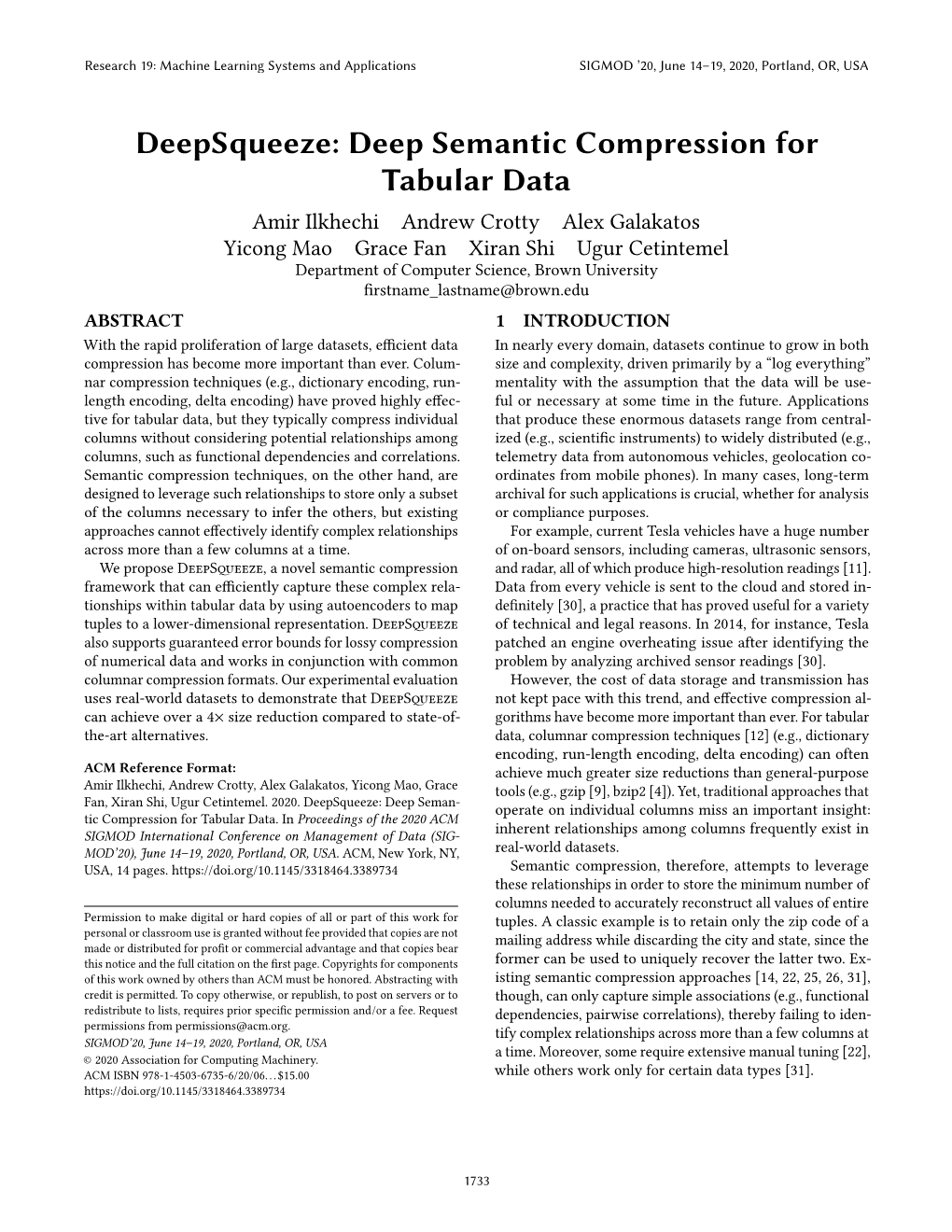 Deep Semantic Compression for Tabular Data