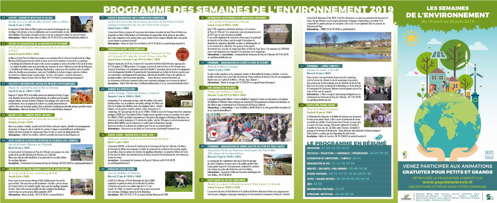 Programme Des Semaines De L'environnement 2019