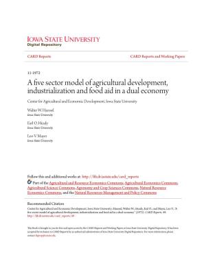 A Five Sector Model of Agricultural Development, Industrialization And