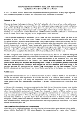INDEPENDENT LABOUR PARTY REBELS on RED CLYDESIDE Spotlight on Helen Crawfurd & James Maxton in 1910, Keir Hardie, Scottish L