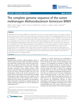 The Complete Genome Sequence of the Rumen Methanogen