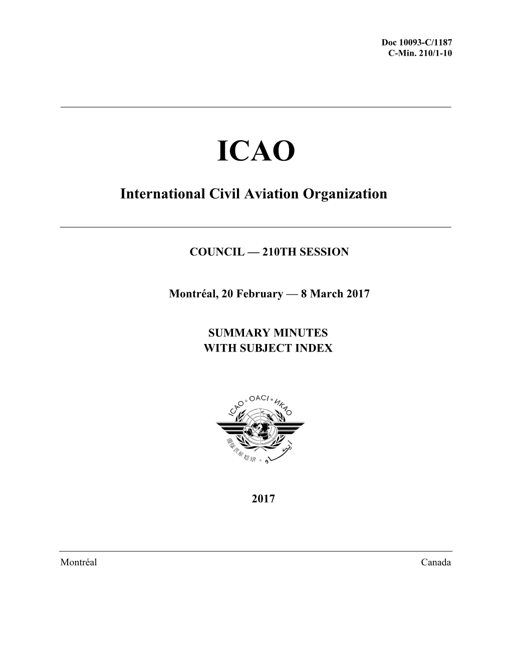 International Civil Aviation Organization