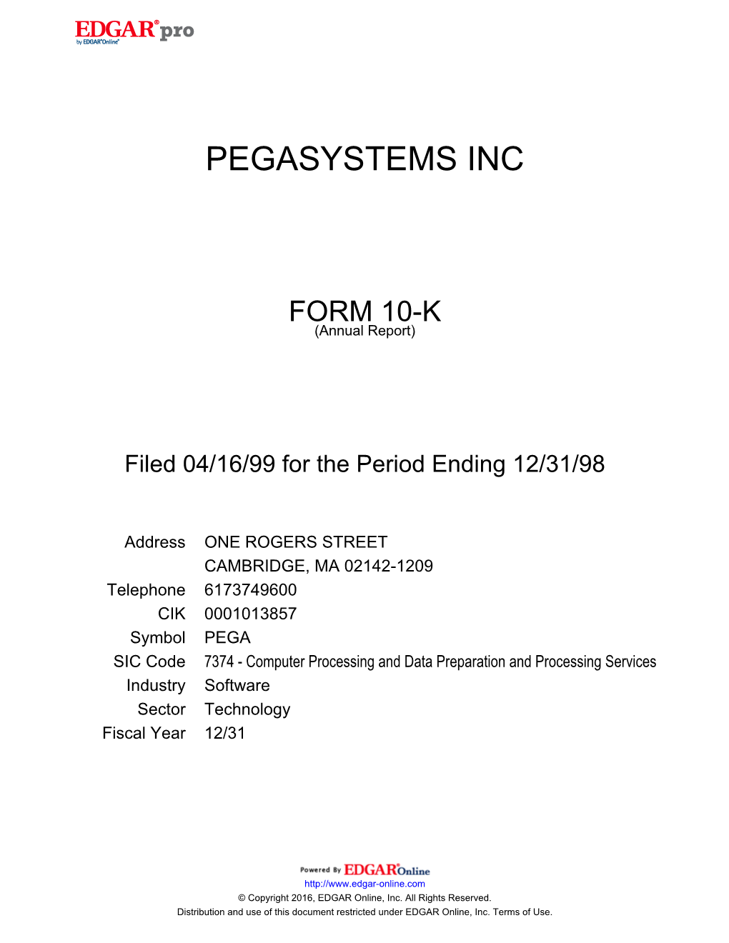 Pegasystems Inc