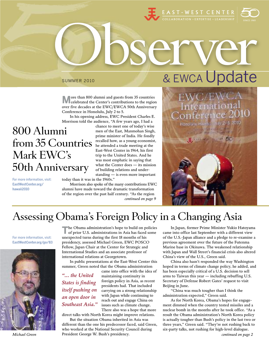 East-West Center Observer & EWCA Update, Summer 2010