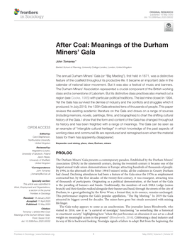 After Coal: Meanings of the Durham Miners' Gala