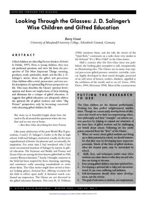 Looking Through the Glasses: J. D. Salinger's Wise Children and Gifted Education
