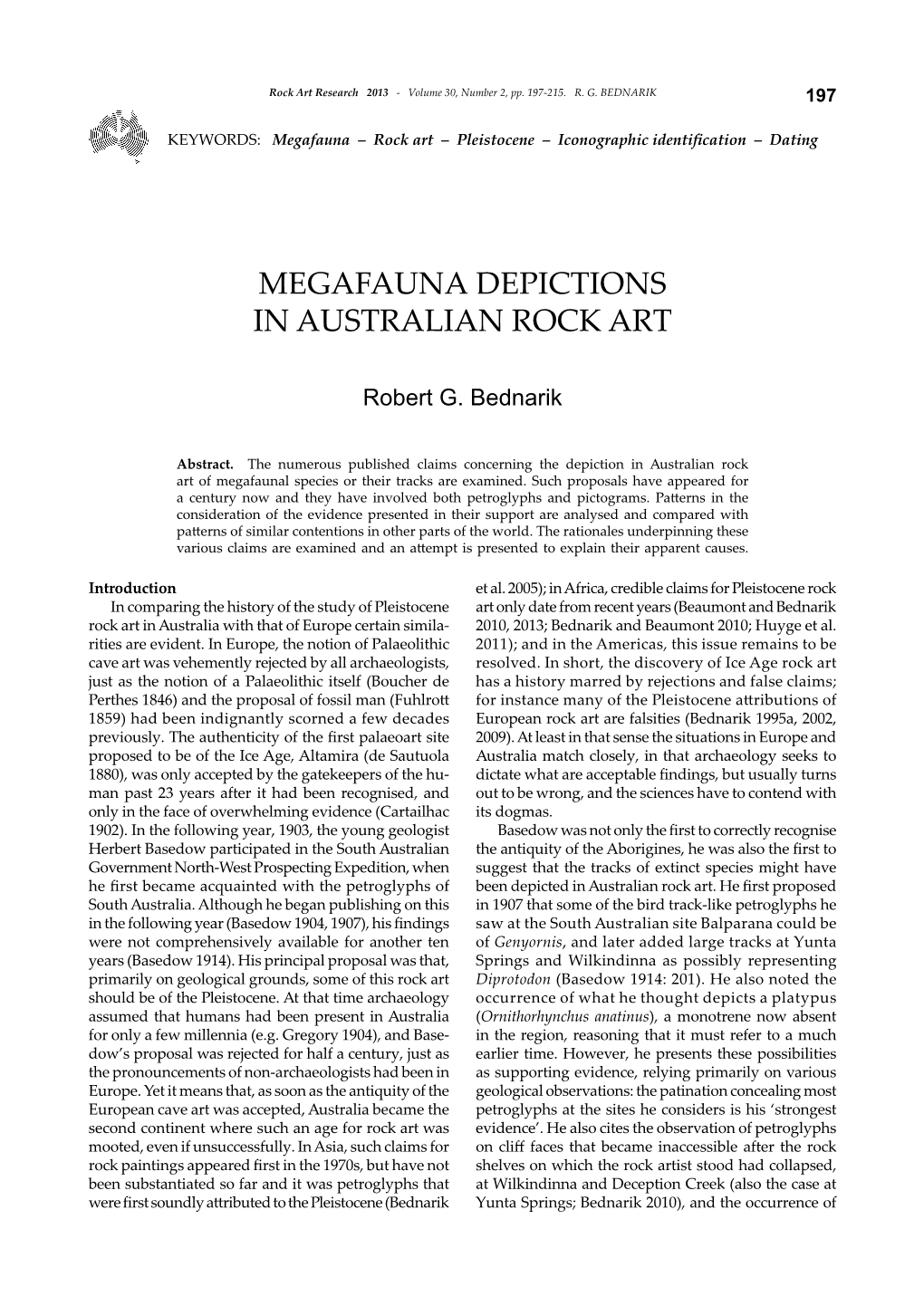 Megafauna Depictions in Australian Rock Art