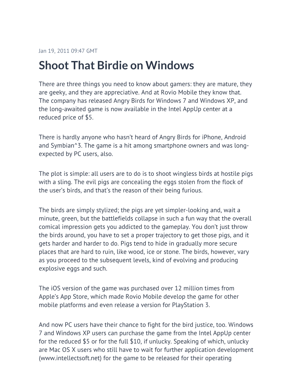 Shoot That Birdie on Windows