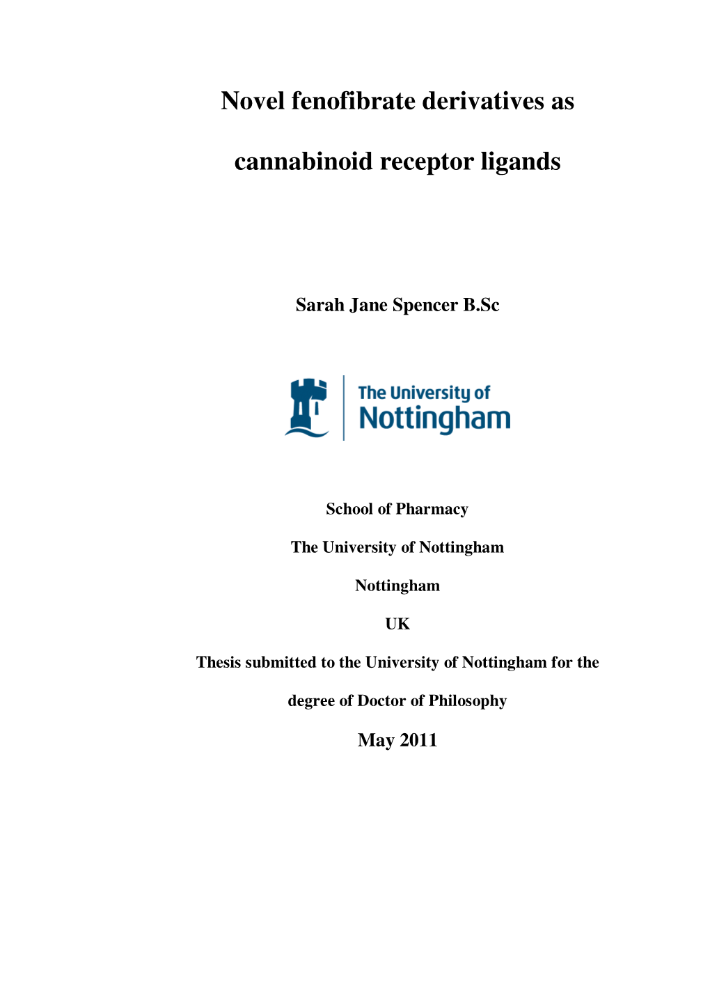Novel Fenofibrate Derivatives As Cannabinoid Receptor Ligands