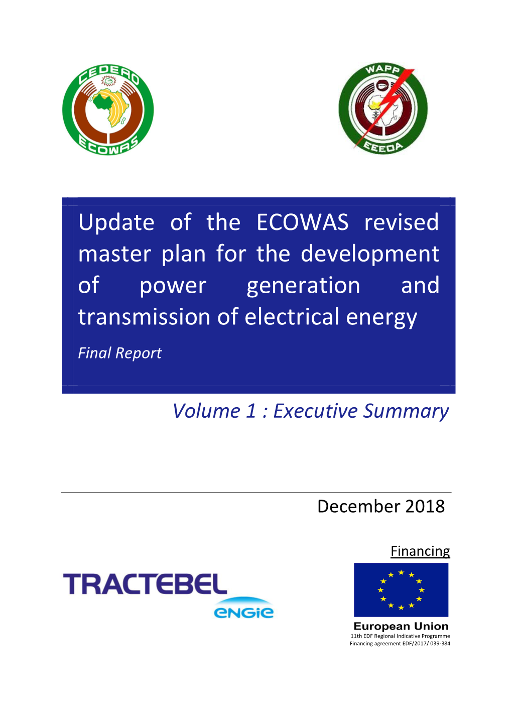 Update of the ECOWAS Revised Master Plan for the Development of Power Generation and Transmission of Electrical Energy Final Report